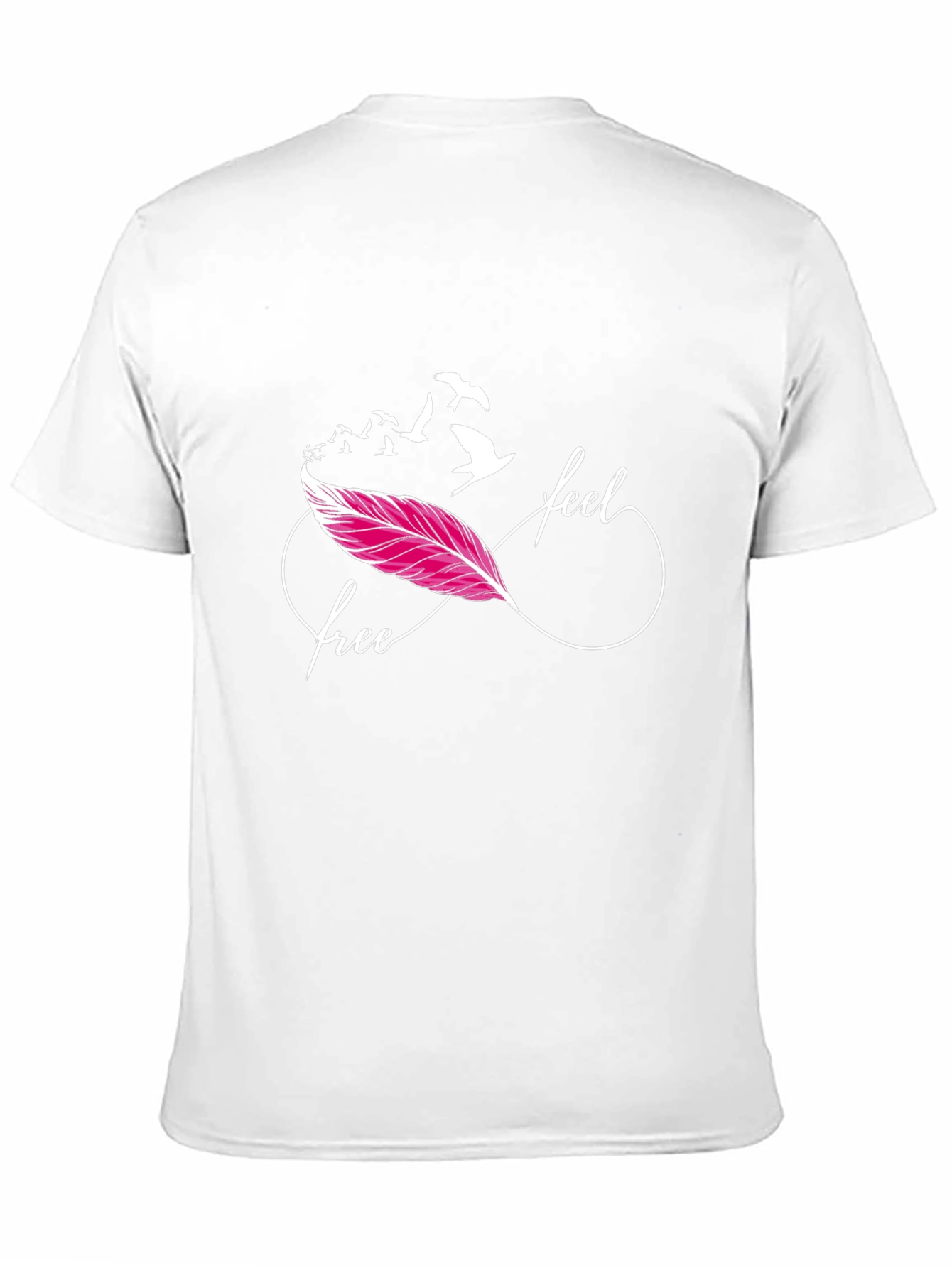 Camiseta Negra Feel Free con Pluma y Pájaros