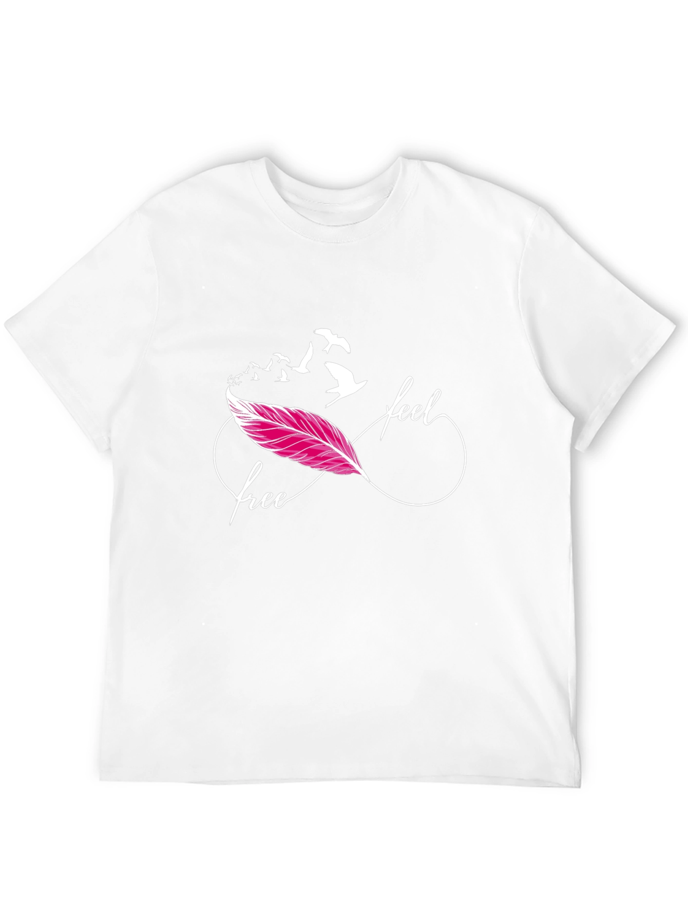 Camiseta Negra Feel Free con Pluma y Pájaros
