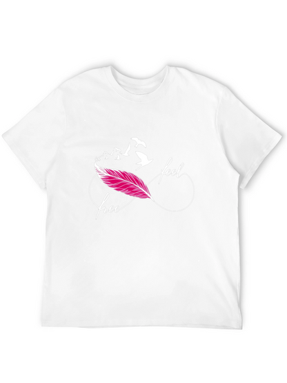 Camiseta Negra Feel Free con Pluma y Pájaros