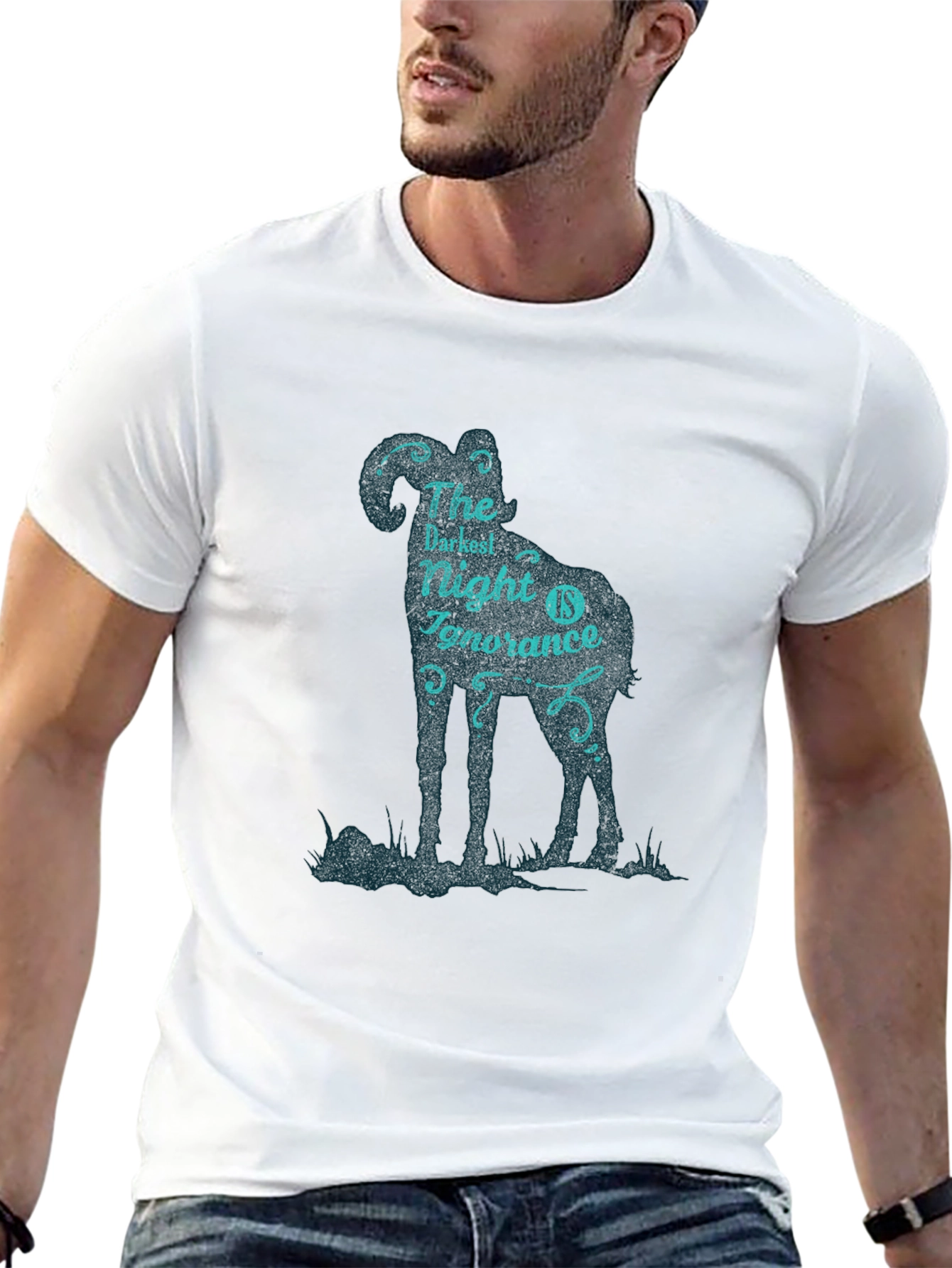 Camiseta Negra con Diseño Original de Carnero