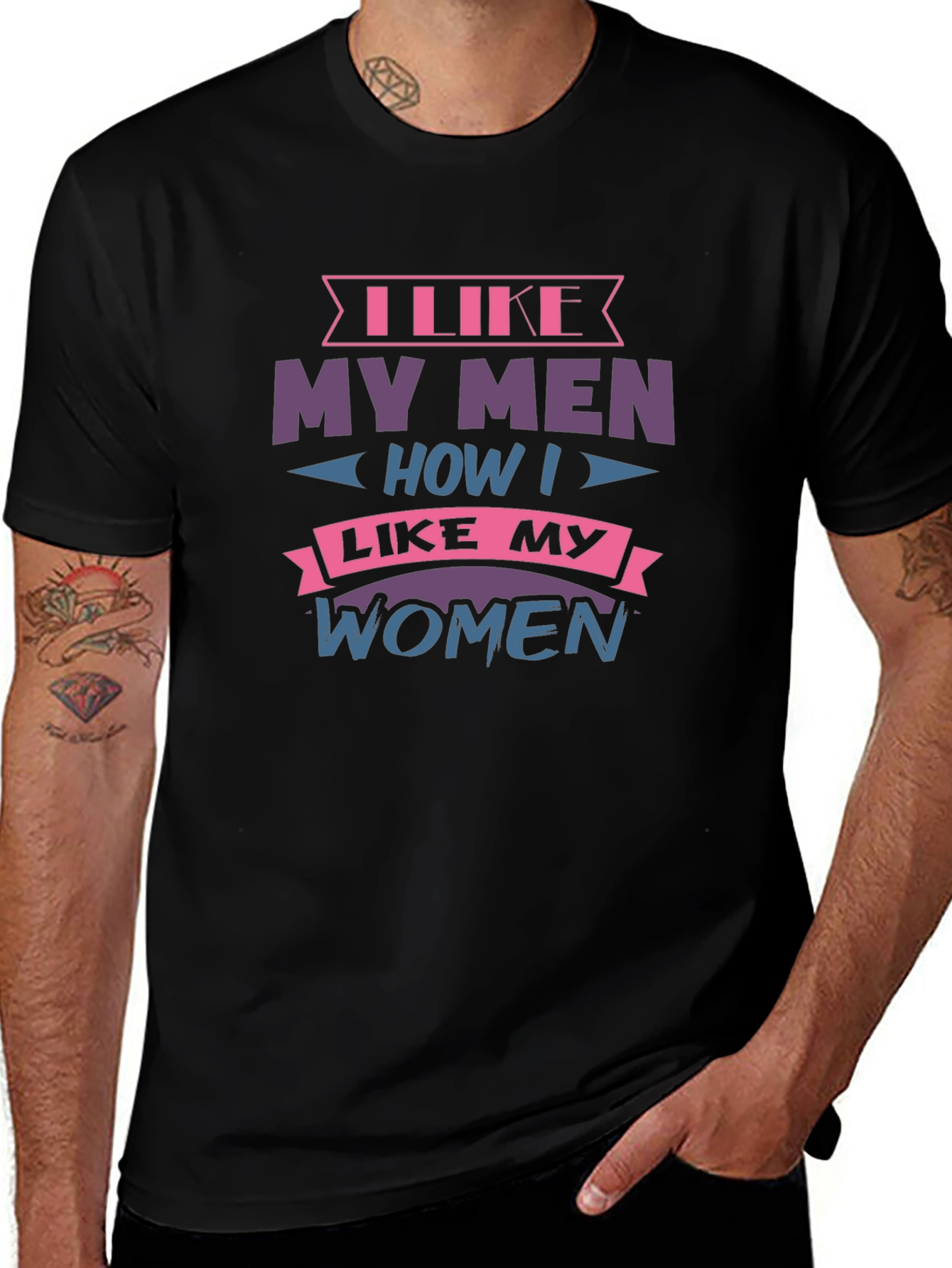 Camiseta Negra con Diseño I Like My Men