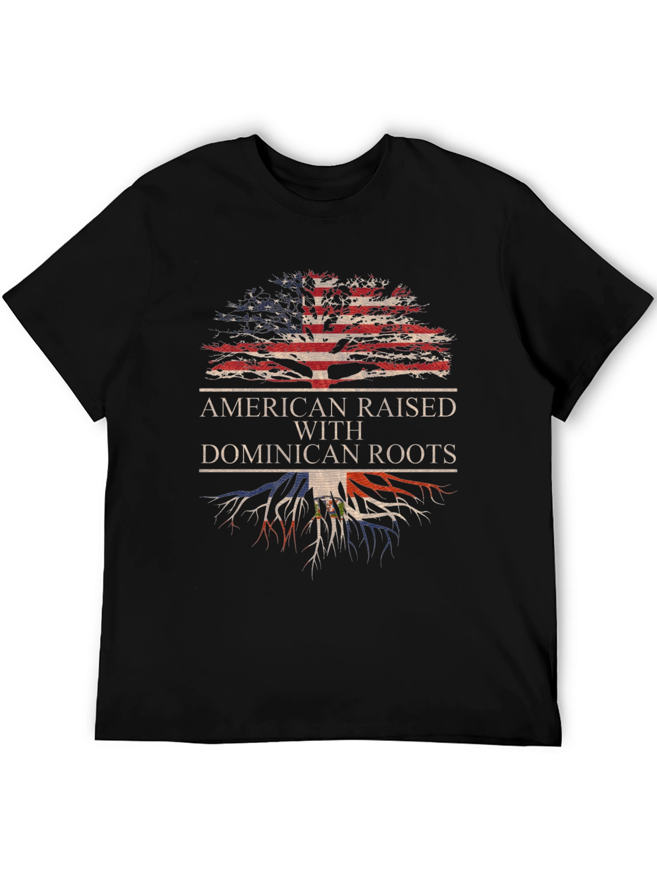 Camiseta Hombre Diseño Americano Raíces Dominicanas