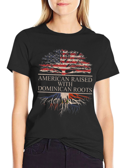 Camiseta Hombre Diseño Americano Raíces Dominicanas