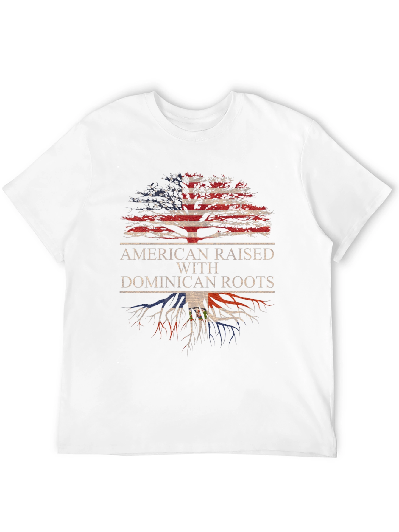 Camiseta Hombre Diseño Americano Raíces Dominicanas