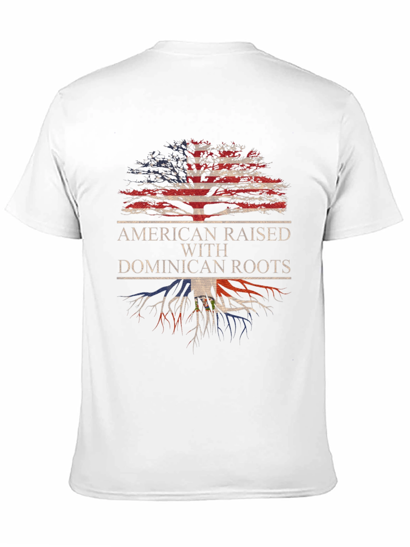 Camiseta Hombre Diseño Americano Raíces Dominicanas