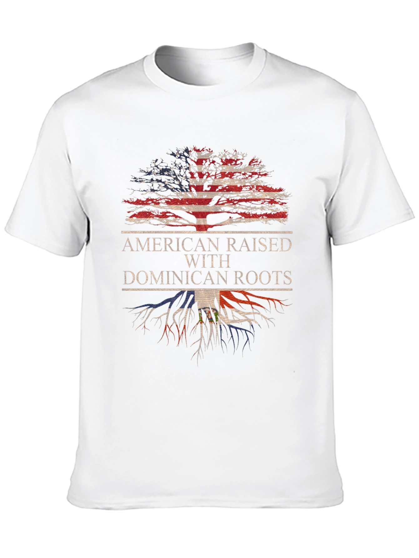 Camiseta Hombre Diseño Americano Raíces Dominicanas