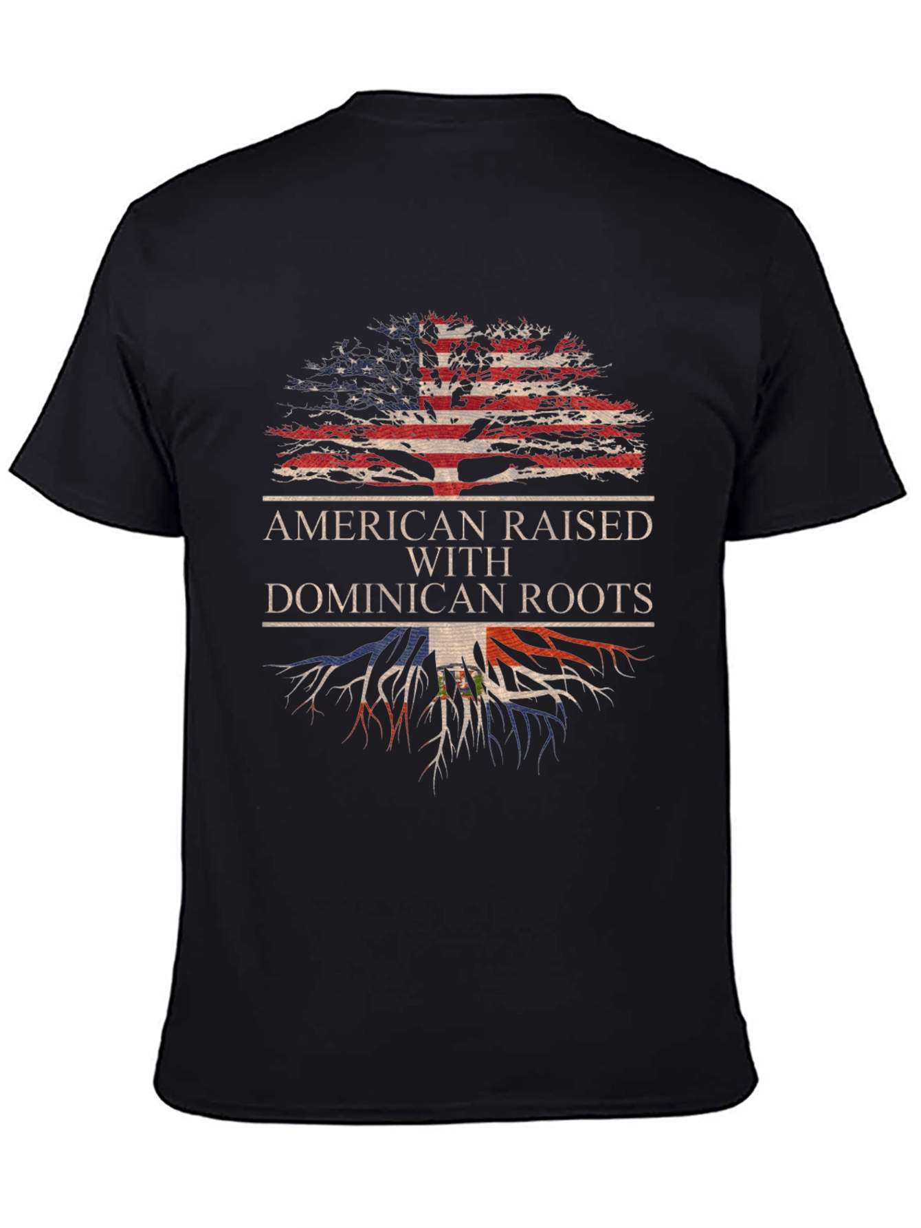 Camiseta Hombre Diseño Americano Raíces Dominicanas