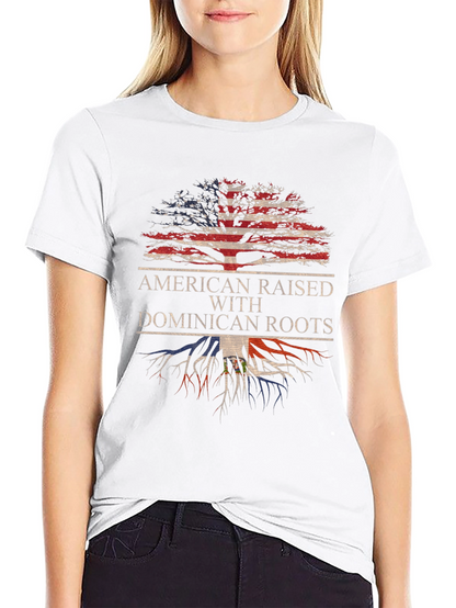 Camiseta Hombre Diseño Americano Raíces Dominicanas
