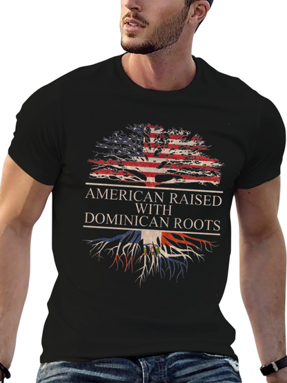 Camiseta Hombre Diseño Americano Raíces Dominicanas