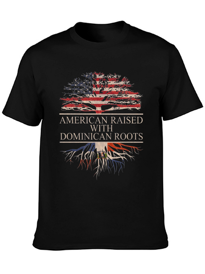 Camiseta Hombre Diseño Americano Raíces Dominicanas