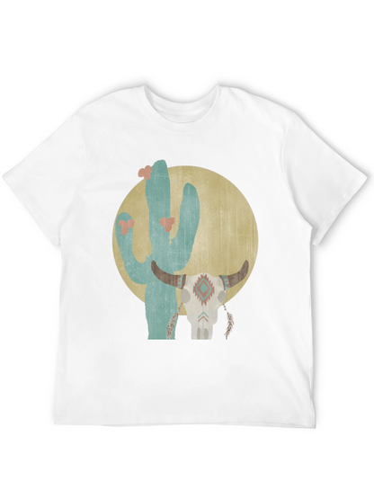 Camiseta Negra con Diseño de Cactus y Cráneo
