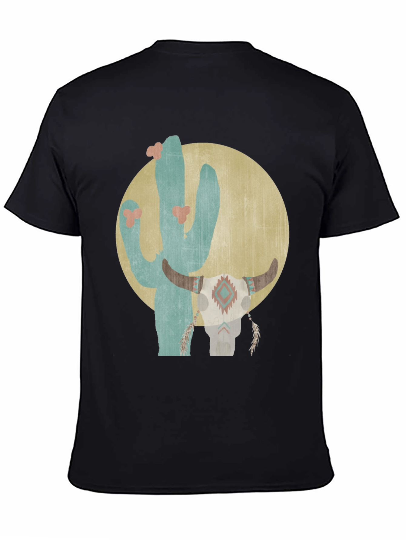 Camiseta Negra con Diseño de Cactus y Cráneo