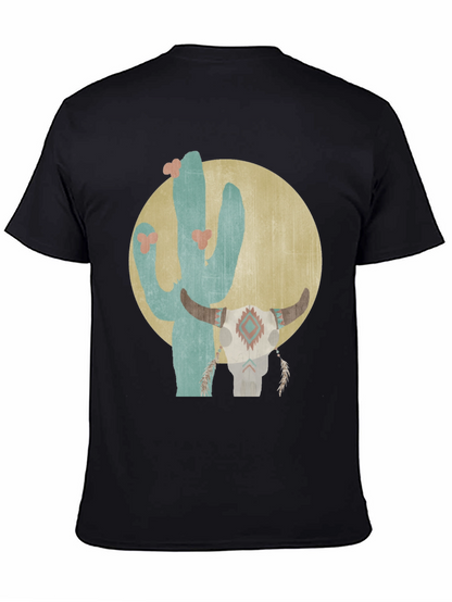 Camiseta Negra con Diseño de Cactus y Cráneo