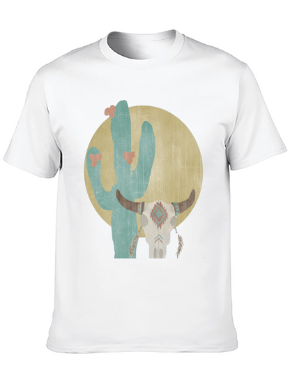 Camiseta Negra con Diseño de Cactus y Cráneo