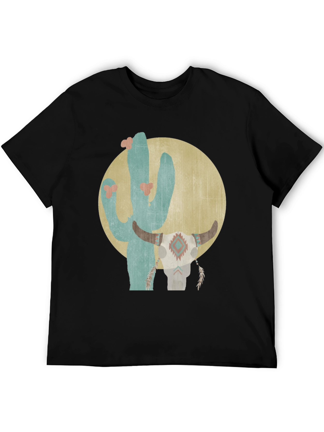 Camiseta Negra con Diseño de Cactus y Cráneo