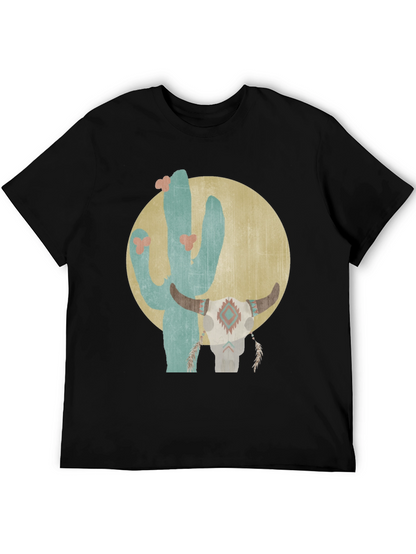 Camiseta Negra con Diseño de Cactus y Cráneo