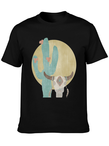 Camiseta Negra con Diseño de Cactus y Cráneo