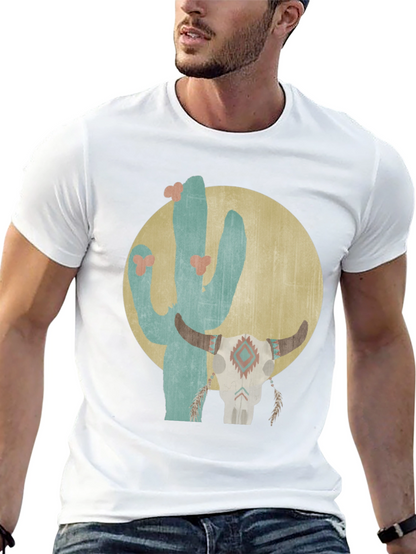 Camiseta Negra con Diseño de Cactus y Cráneo