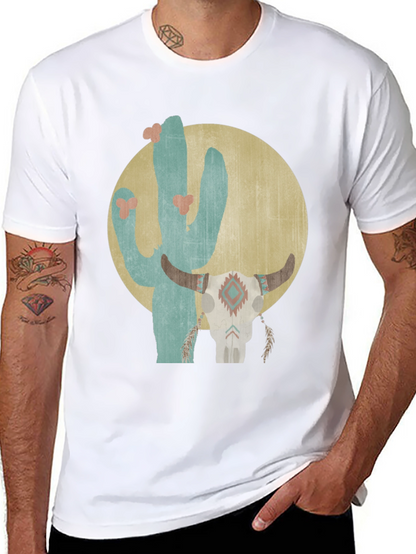 Camiseta Negra con Diseño de Cactus y Cráneo