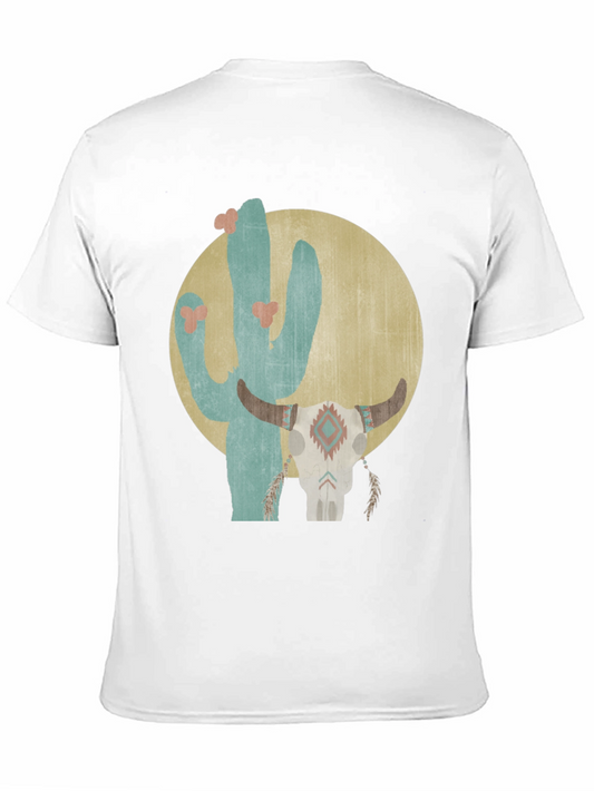 Camiseta Negra con Diseño de Cactus y Cráneo
