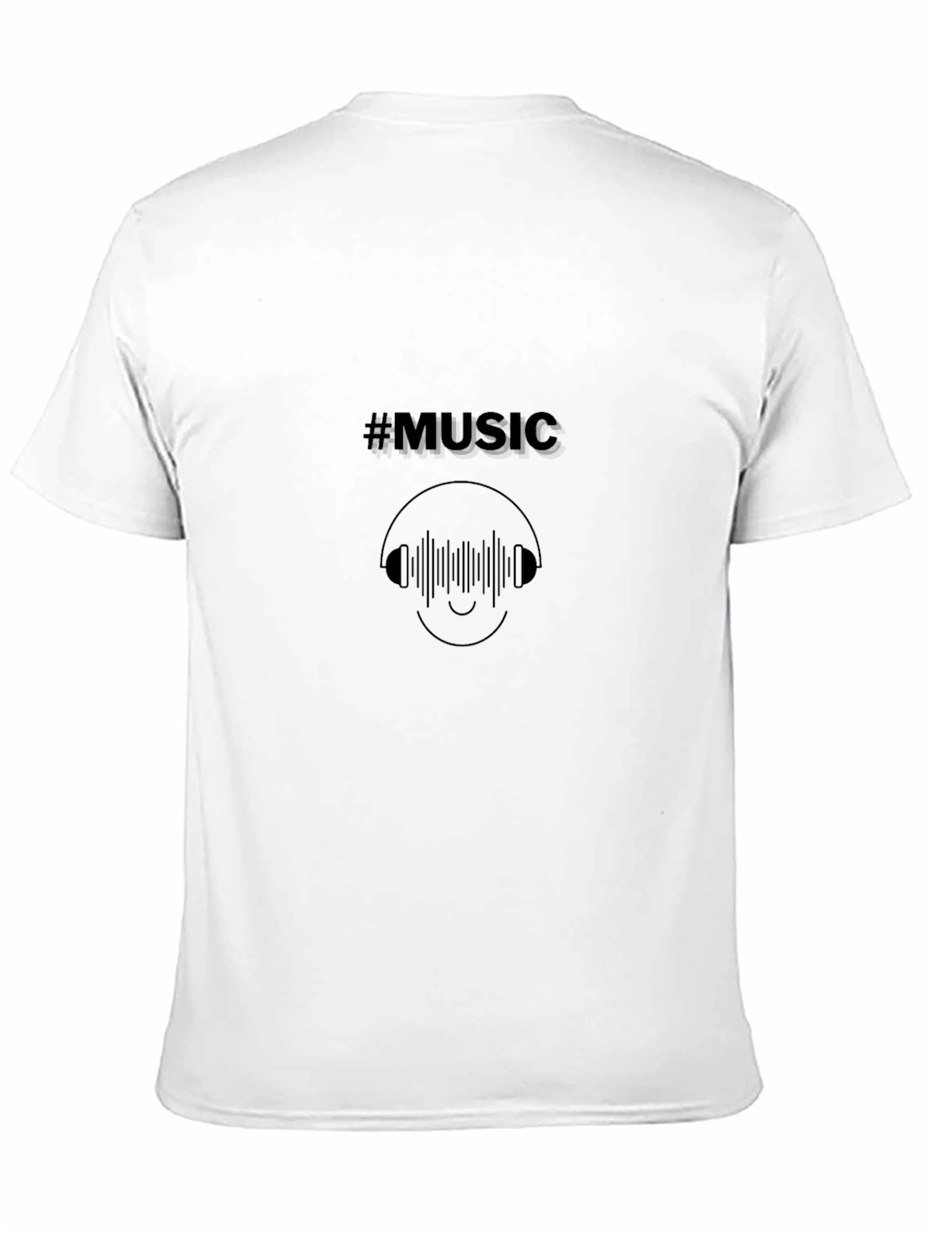 Camiseta Negra #Music con Diseño de Auriculares
