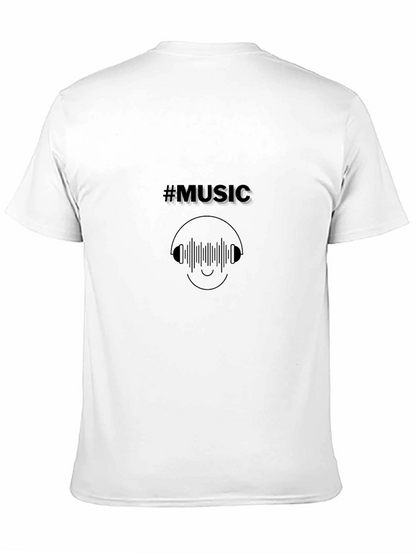 Camiseta Negra #Music con Diseño de Auriculares