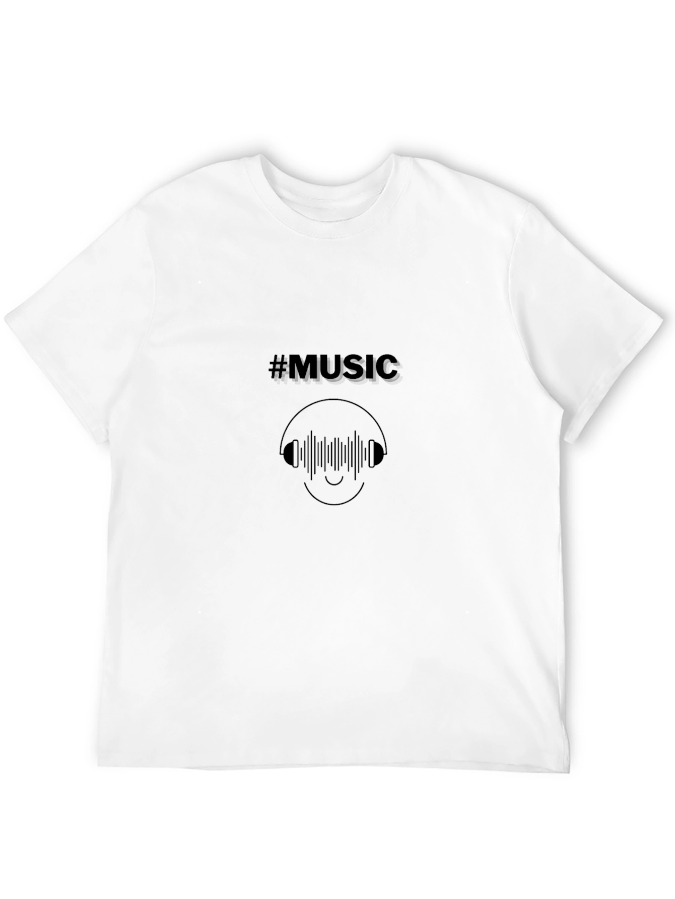Camiseta Negra #Music con Diseño de Auriculares