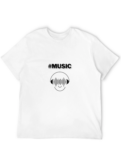 Camiseta Negra #Music con Diseño de Auriculares