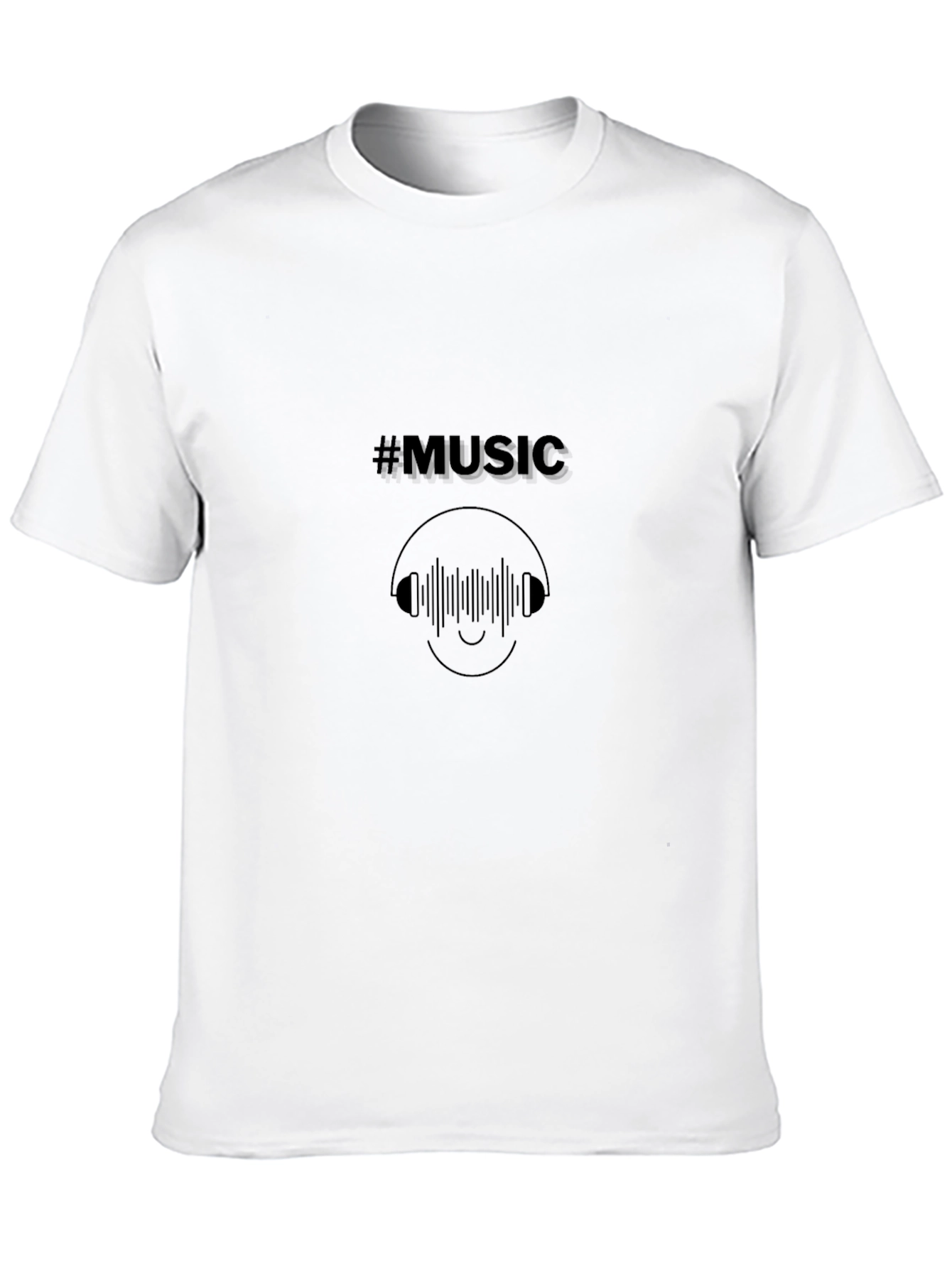 Camiseta Negra #Music con Diseño de Auriculares