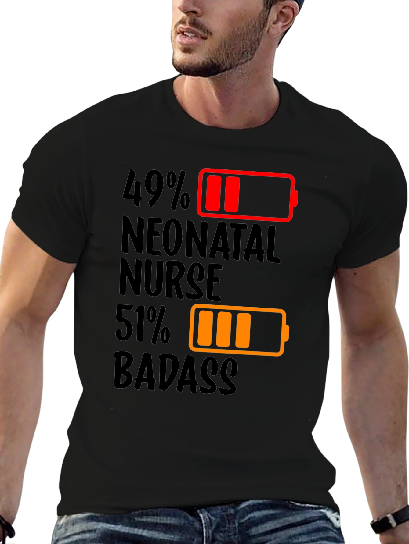 Camiseta Enfermera Neonatal 49% 51% Badass