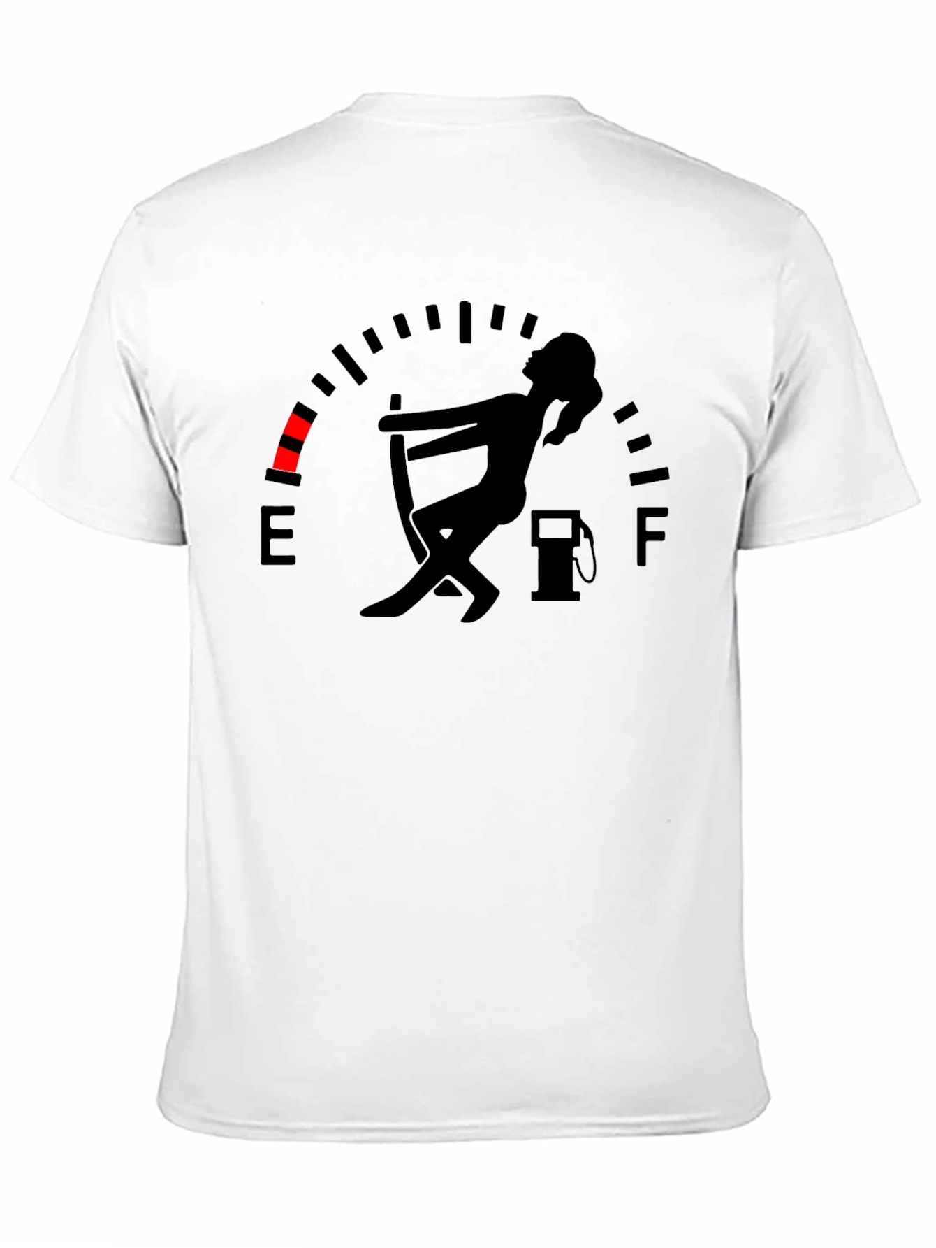 Camiseta Negra Gráfica Indicador de Gasolina Divertida