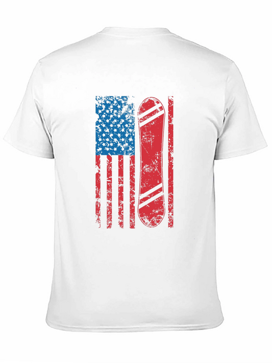 Camiseta Hombre Diseño Bandera USA Snowboard