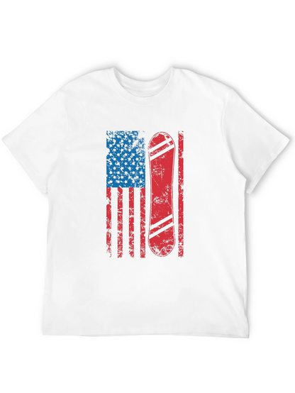 Camiseta Hombre Diseño Bandera USA Snowboard