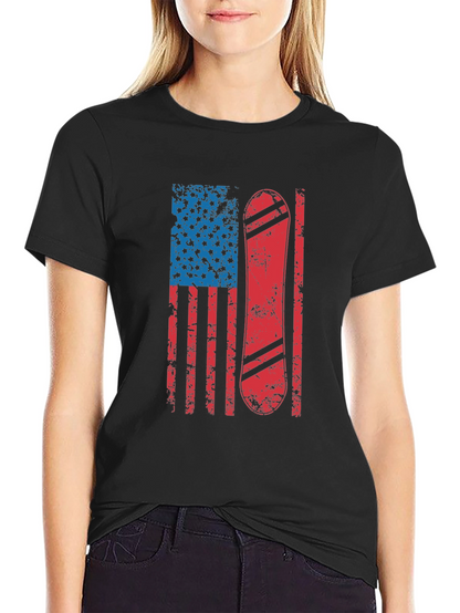 Camiseta Hombre Diseño Bandera USA Snowboard
