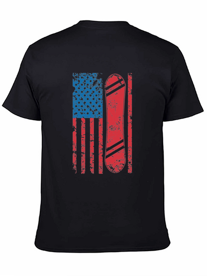Camiseta Hombre Diseño Bandera USA Snowboard