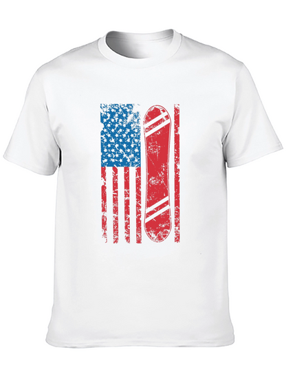 Camiseta Hombre Diseño Bandera USA Snowboard