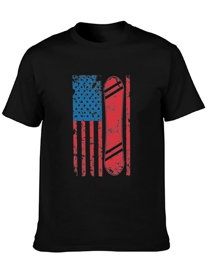 Camiseta Hombre Diseño Bandera USA Snowboard
