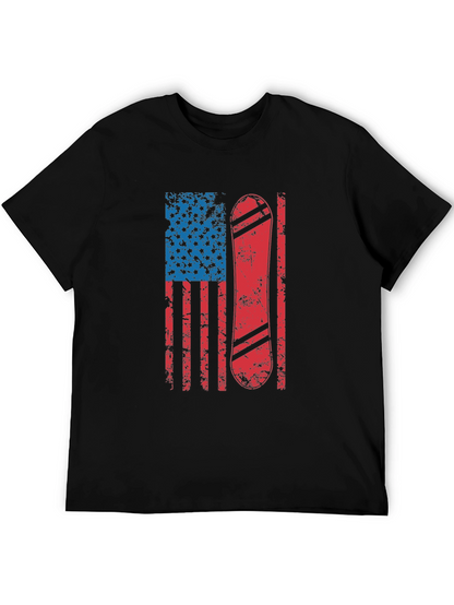 Camiseta Hombre Diseño Bandera USA Snowboard