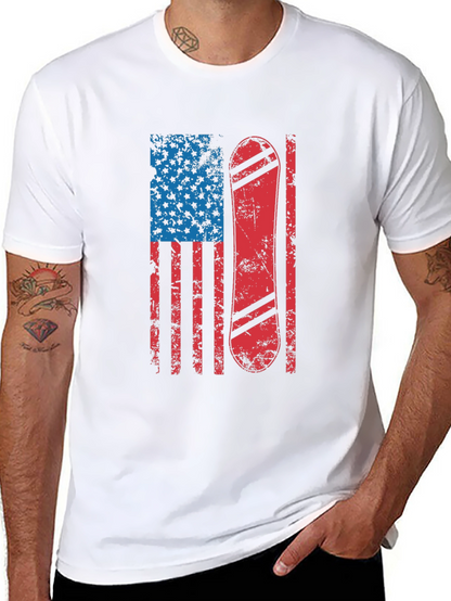 Camiseta Hombre Diseño Bandera USA Snowboard
