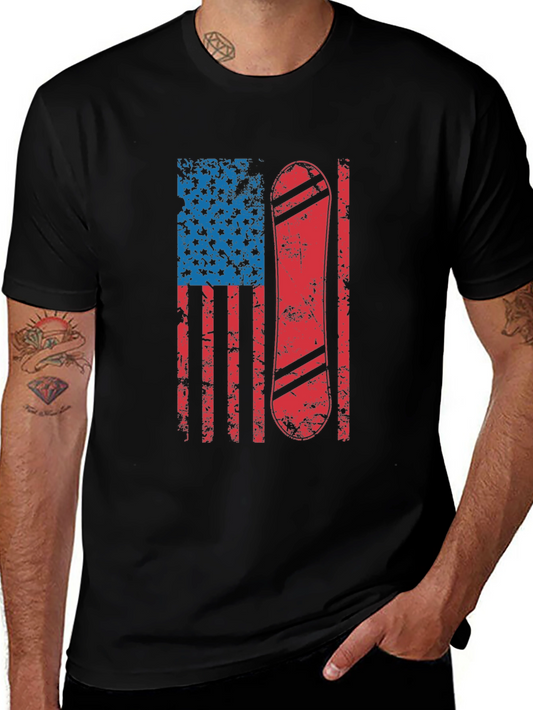 Camiseta Hombre Diseño Bandera USA Snowboard