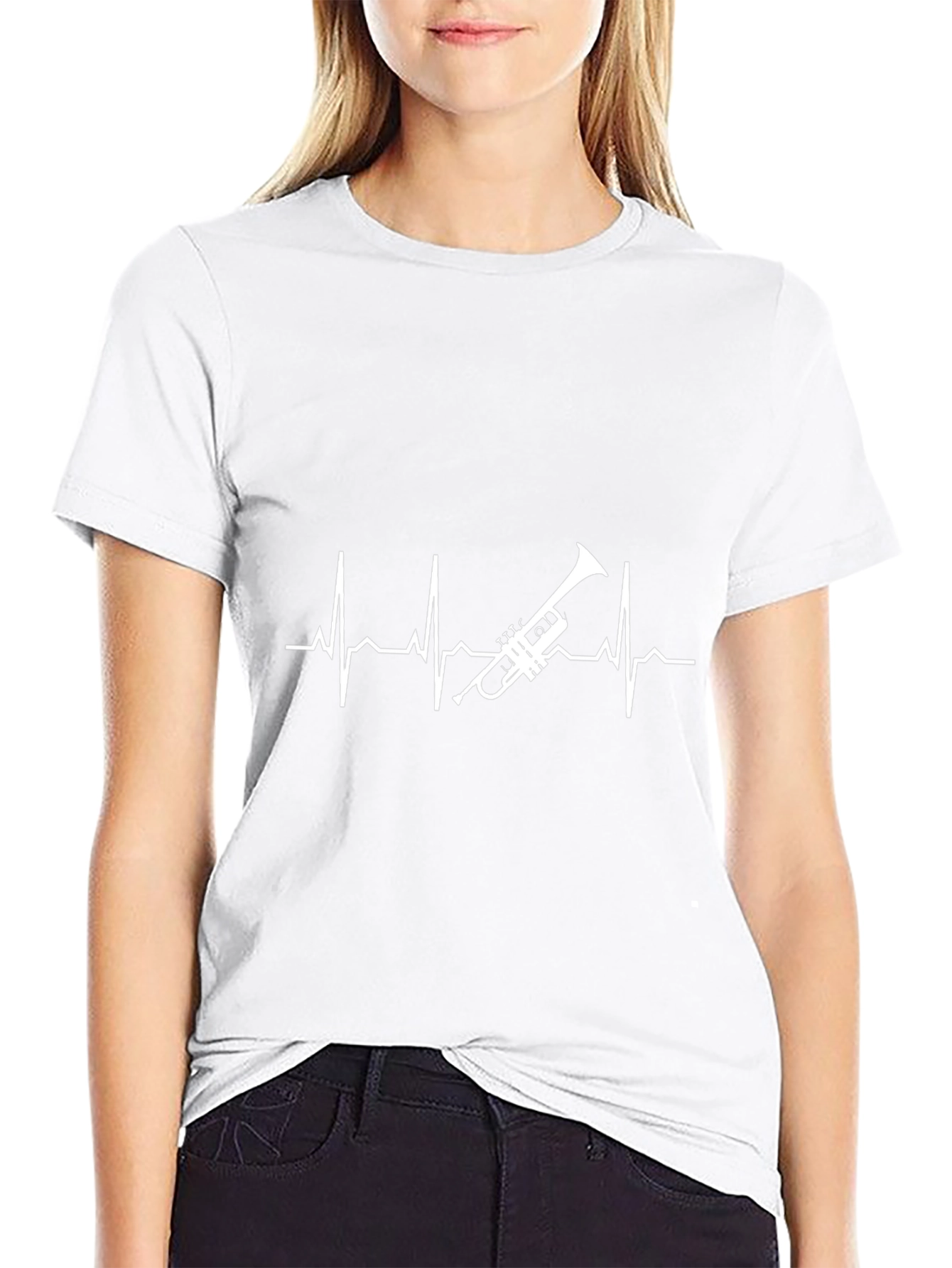 Camiseta Negra con Diseño de Latido y Trompeta