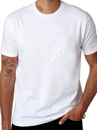 Camiseta Negra con Diseño de Latido y Trompeta