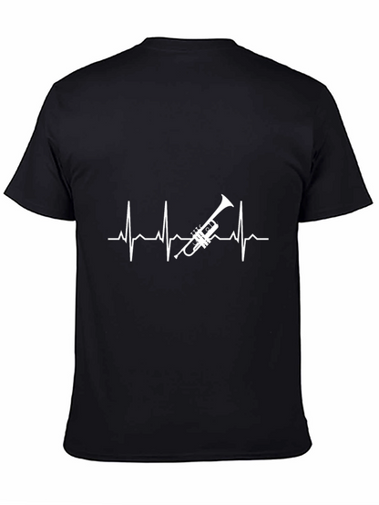 Camiseta Negra con Diseño de Latido y Trompeta