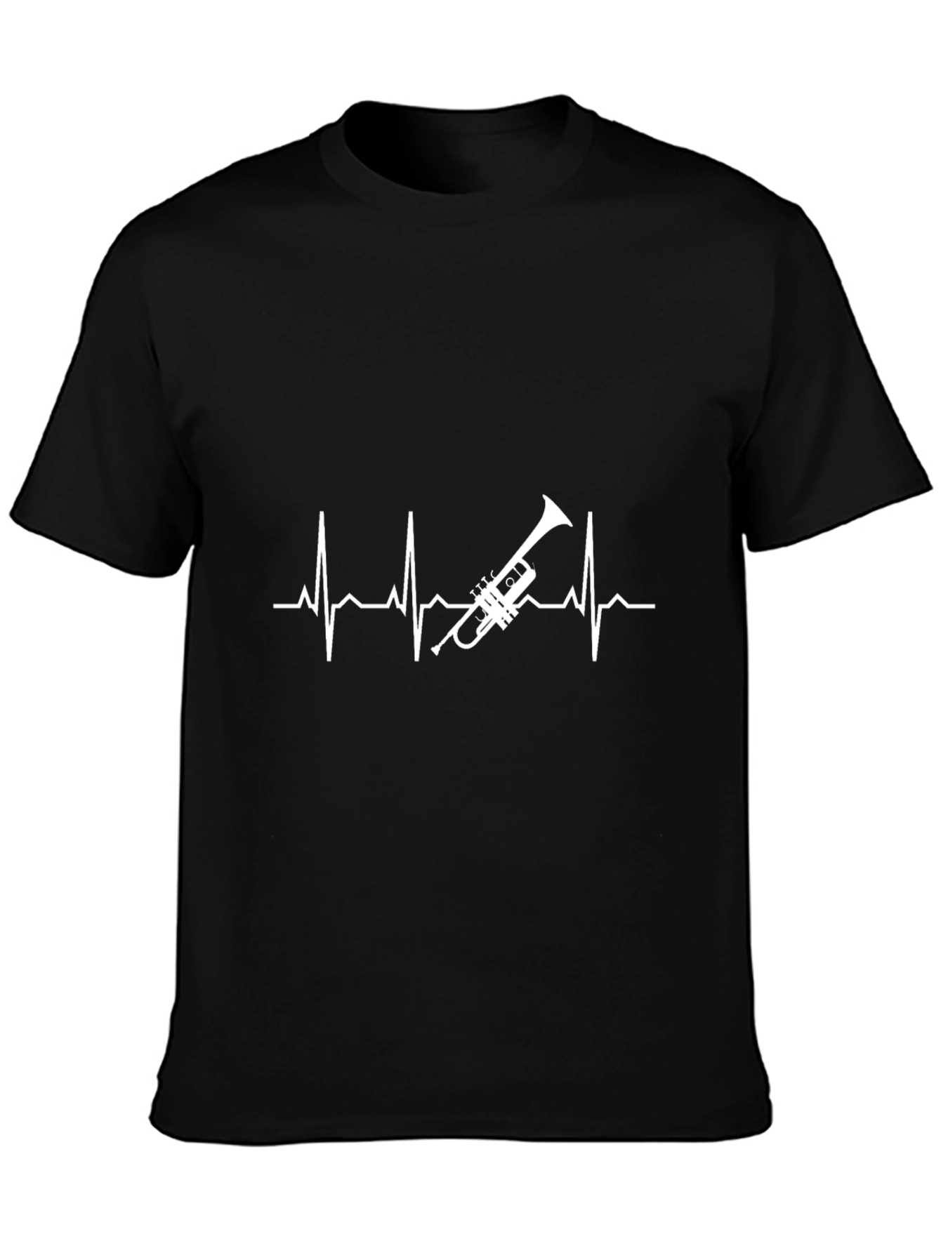Camiseta Negra con Diseño de Latido y Trompeta