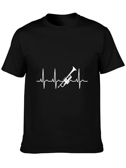 Camiseta Negra con Diseño de Latido y Trompeta