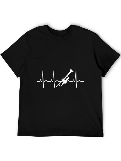 Camiseta Negra con Diseño de Latido y Trompeta