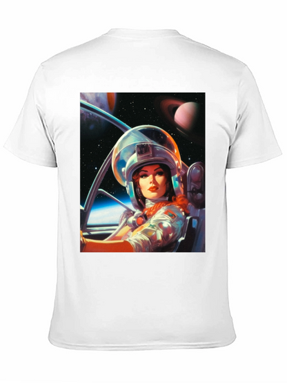 Camiseta Negra con Estampado de Astronauta Retro