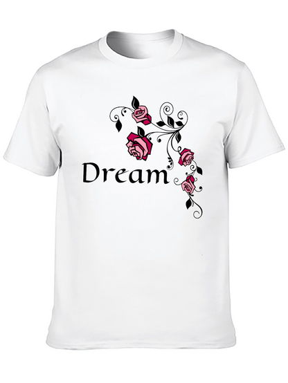 Camiseta Negra Dream con Rosas Rosadas
