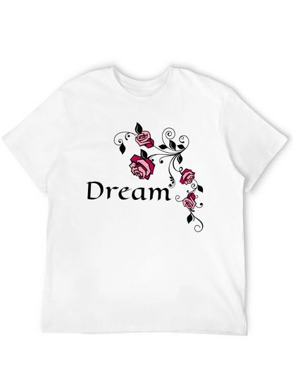 Camiseta Negra Dream con Rosas Rosadas