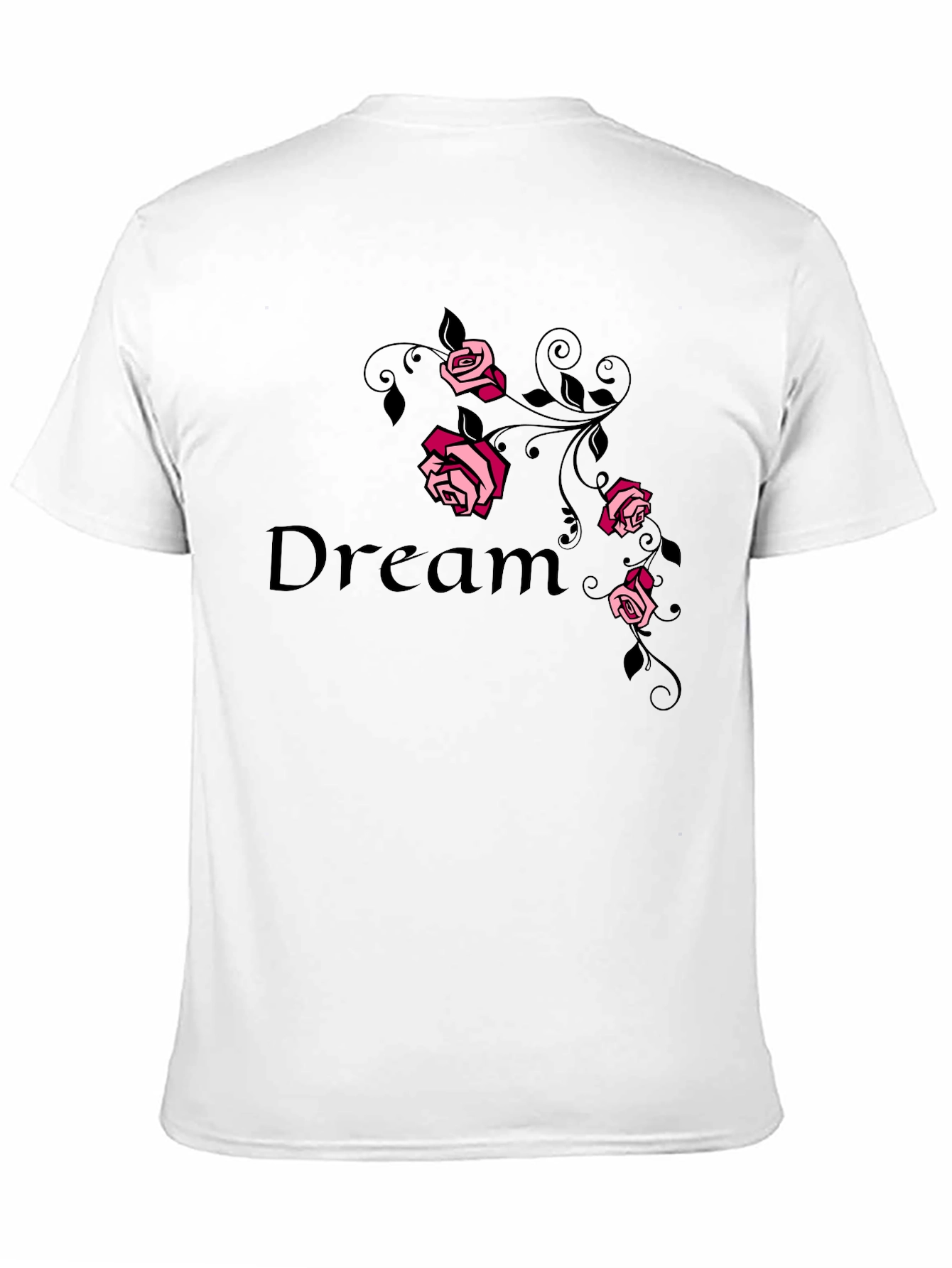 Camiseta Negra Dream con Rosas Rosadas